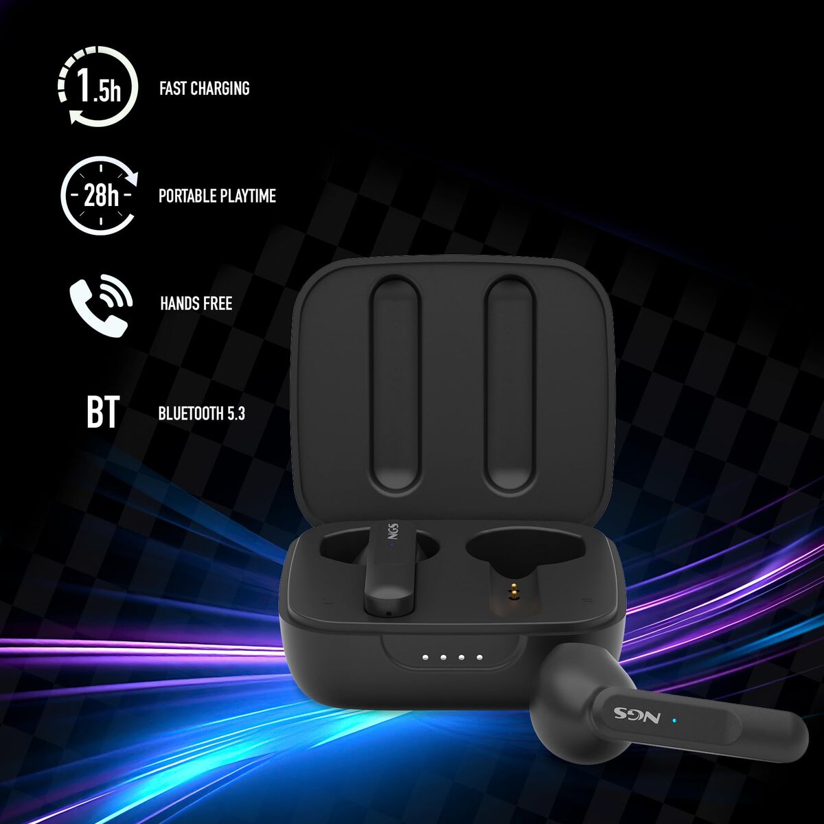 Headphone with Microphone NGS ARTICAMOVEBLACK Black NGS