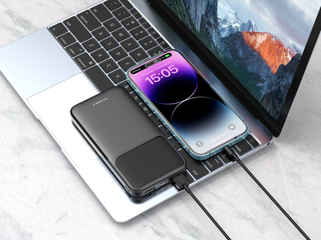 Techancy Power Bank 10000mah Preto TF2781, Carregamento Rápido De 10w Para Smartphones, Tablets E Muito Mais! Techancy
